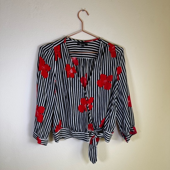 Madewell Tops - ❤️🌹 Madewell Striped Floral Tie-Front Blouse – Medium 🌹❤️